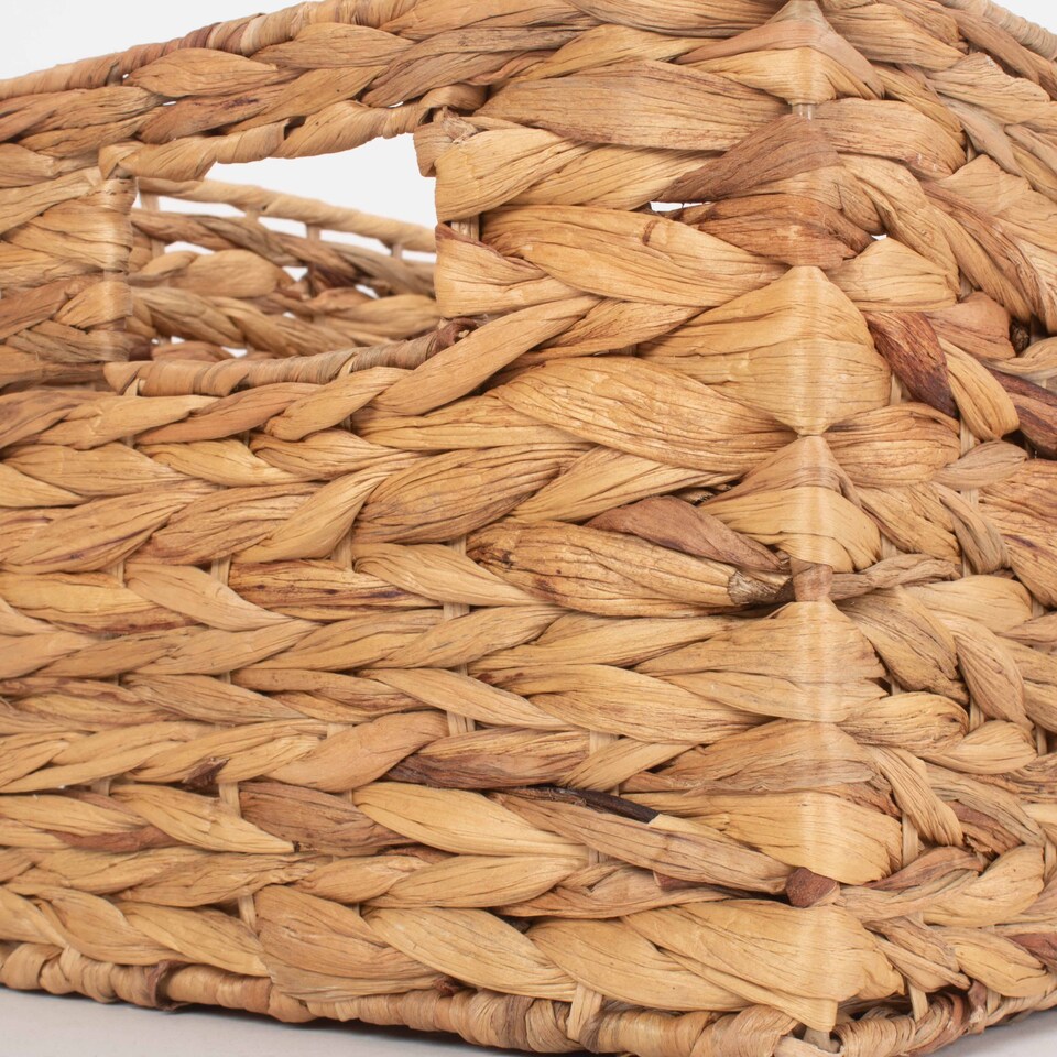 image 1 of Small Water Hyacinth Rectangular Storage Basket | Brown | Brown