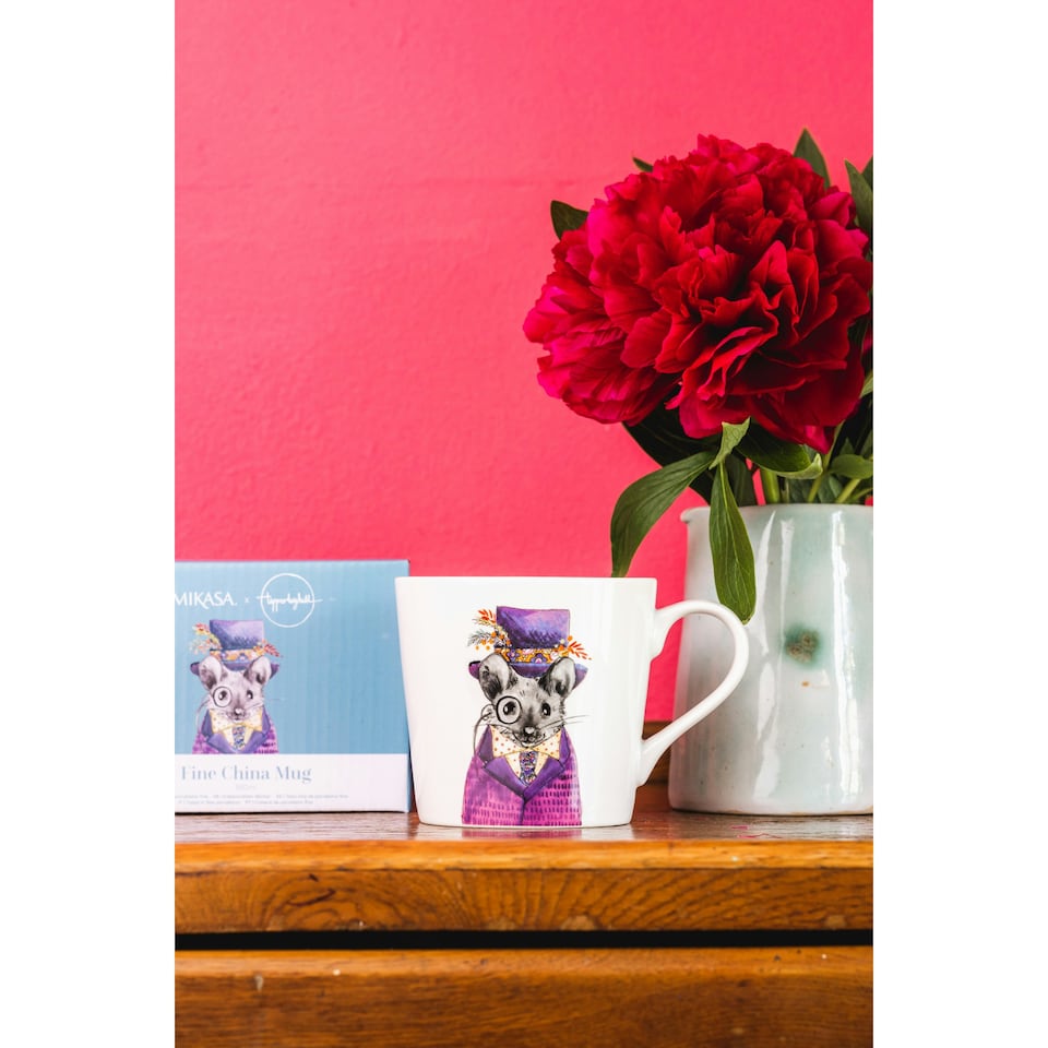image 1 of Mikasa x Tipperleyhill Mouse Print Porcelain Mug, 380ml | White
