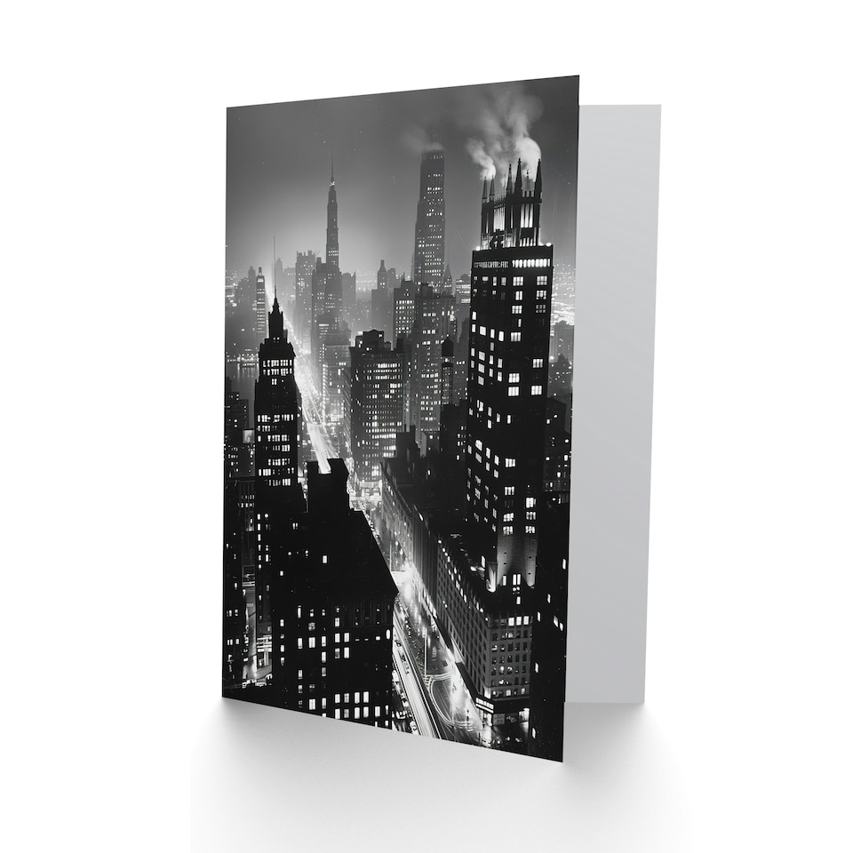 image 1 of Gotham City White Cityscape Concept Him Her Birthday Card