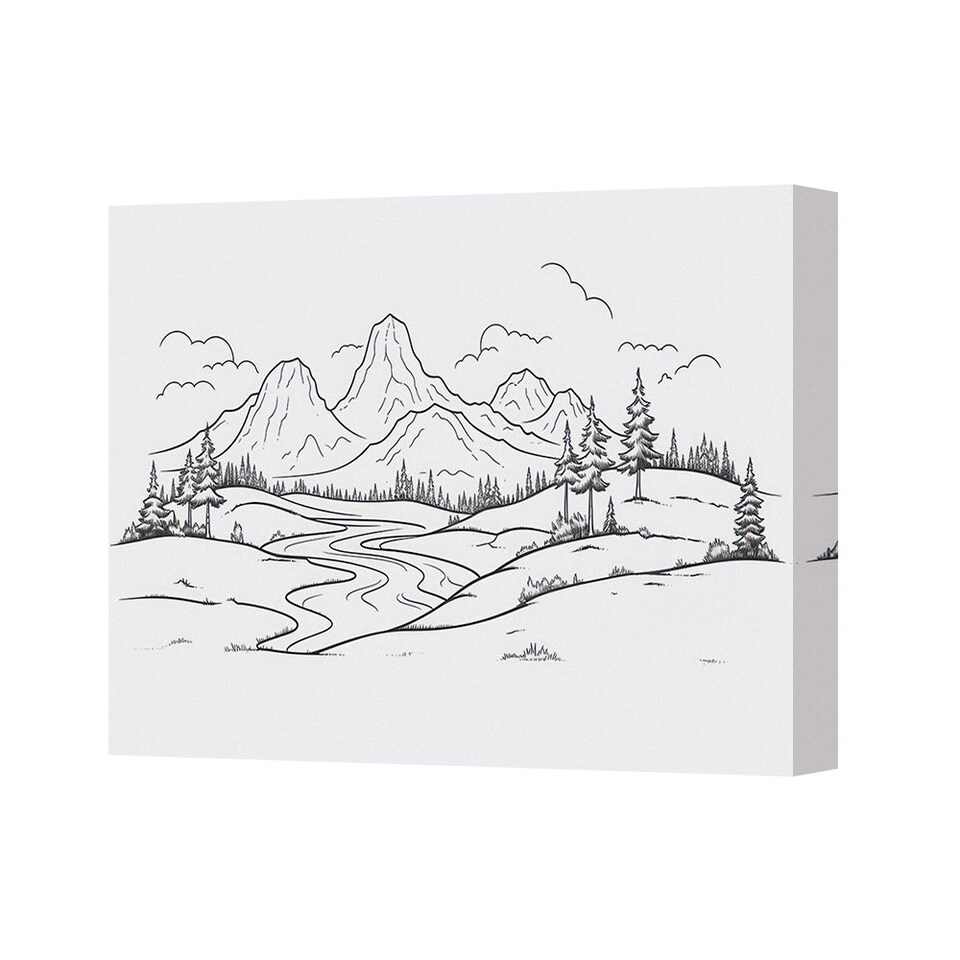Mountain Landscape Canvas Wall Art Print In Black And White - Tesco ...