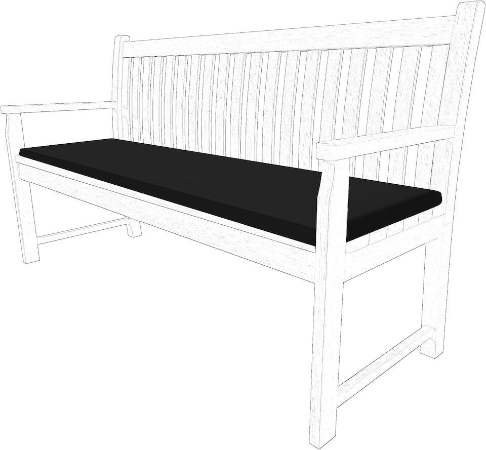 image 1 of Waterproof Garden Bench Cushion 2 Seater I Indoor & Outdoor Bench Seat Pad | Black