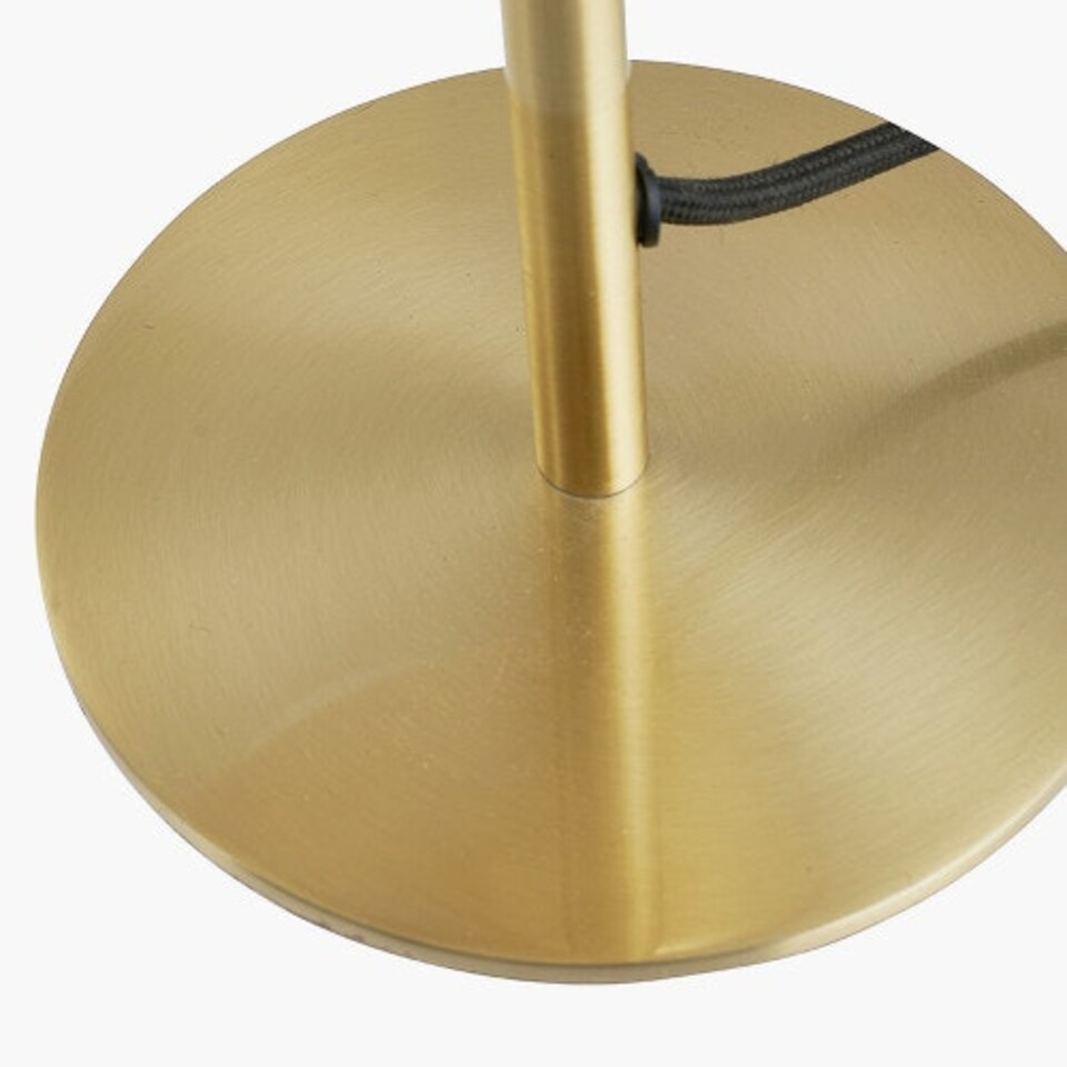 image 1 of Brushed Brass Metal and White Orb Dome Table Lamp