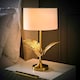 image 1 of ValueLights Christina White Drum Shade Gold Palm Leaf Detail Single Stem Table Lamp Gold