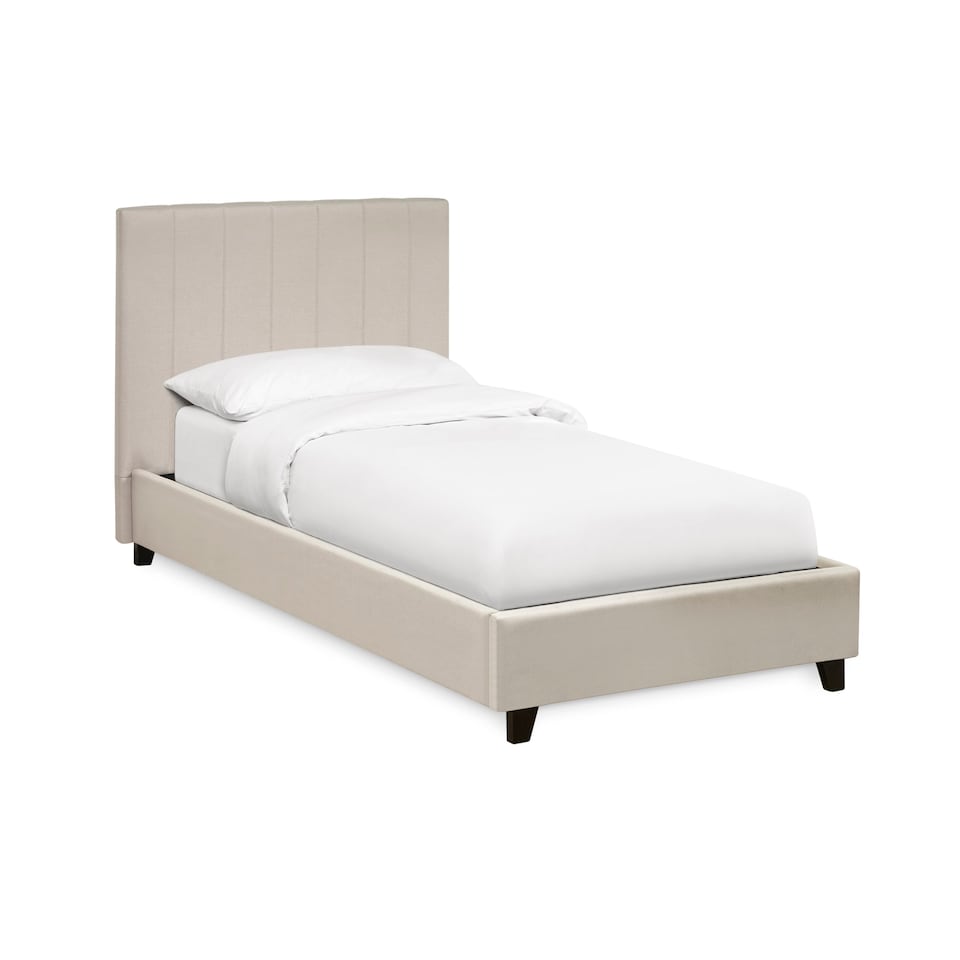 image 1 of Hazel Oatmeal Linen Upholstered Bed Frame -  Single (90cm)