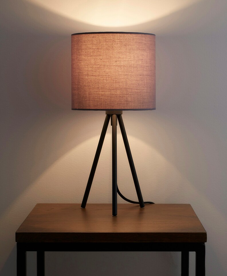image 1 of Leena Grey Metal Tripod Table Lamp | Black
