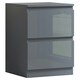 image 4 of FWStyle Stora 2 Drawer Bedside Cabinet - Grey Gloss Front
