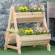 image 2 of Outsunny Raised Garden Bed Wood Planter Box with Stand for Vegetables Flowers