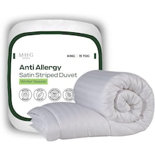 MHG Living 15 Tog Winter Striped Duvet|Anti-Allergy Hypoallergenic Hollowfibre Quilt-King