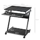 image 7 of HOMCOM Movable Computer Desk with 4 Moving Wheels Sliding Keyboard Tray Black