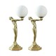 image 3 of ValueLights Pair of Olivia Matt Gold Art Deco Table Lamps with a White Glass Globe Shade and LED Bulbs Gold
