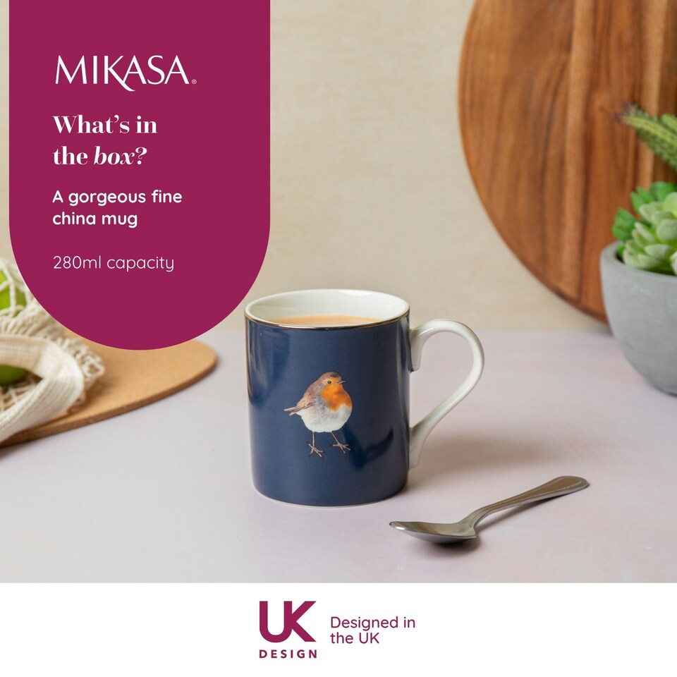 image 1 of Mikasa Robin Straight-Sided Porcelain Mug, 280ml | Blue