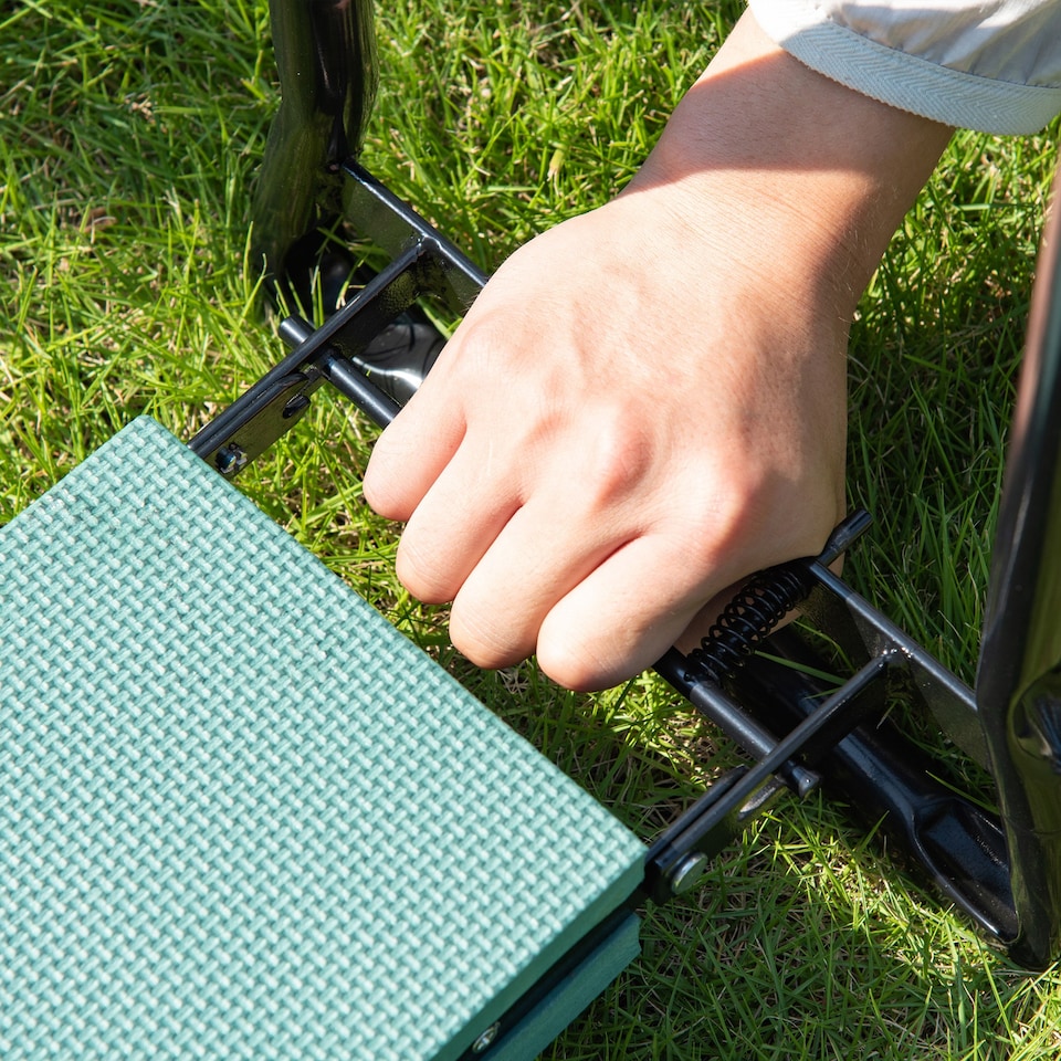 image 1 of Outsunny 2 In1 Folding Garden Kneeler Foam Chair Pad Support Bench, Green