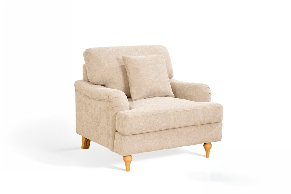 image 1 of Beige Textured Chenille 1 Seater Sofa HAMILTON