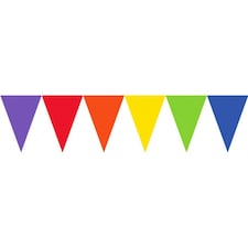 Amscan Rainbow Pennant Banner Bunting 15ft - Rainbow - W15ft