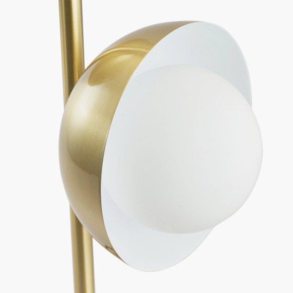 image 1 of Brushed Brass Metal and White Orb Dome Table Lamp