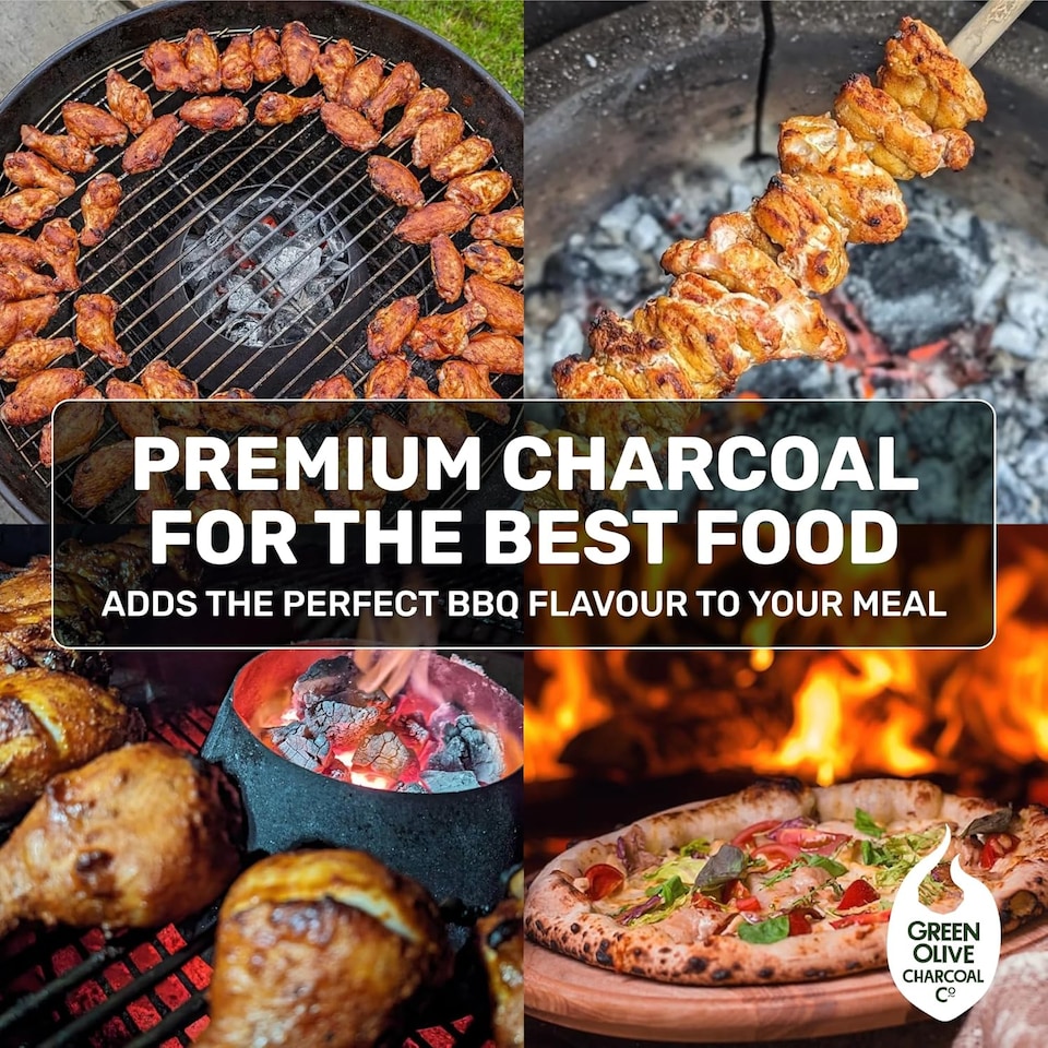 image 1 of Green Olive Firewood - 1 x 4kg Bag - Long Burn BBQ Charcoal Briquettes, Use for Charcoal Barbecues and Smokers. Natural, Quick Lighting and Long Burn Time | Black | 1