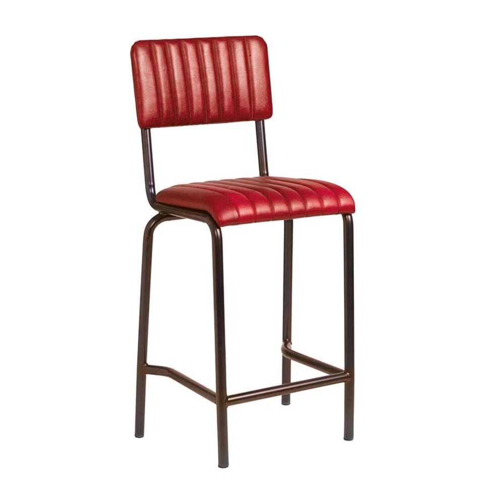 Creme Mid Bar Stool - Ribbed - Lascari Red Red