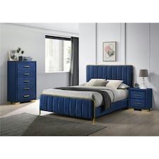 Blue Fabric Bed Frame - King Size 5ft (166cm)
