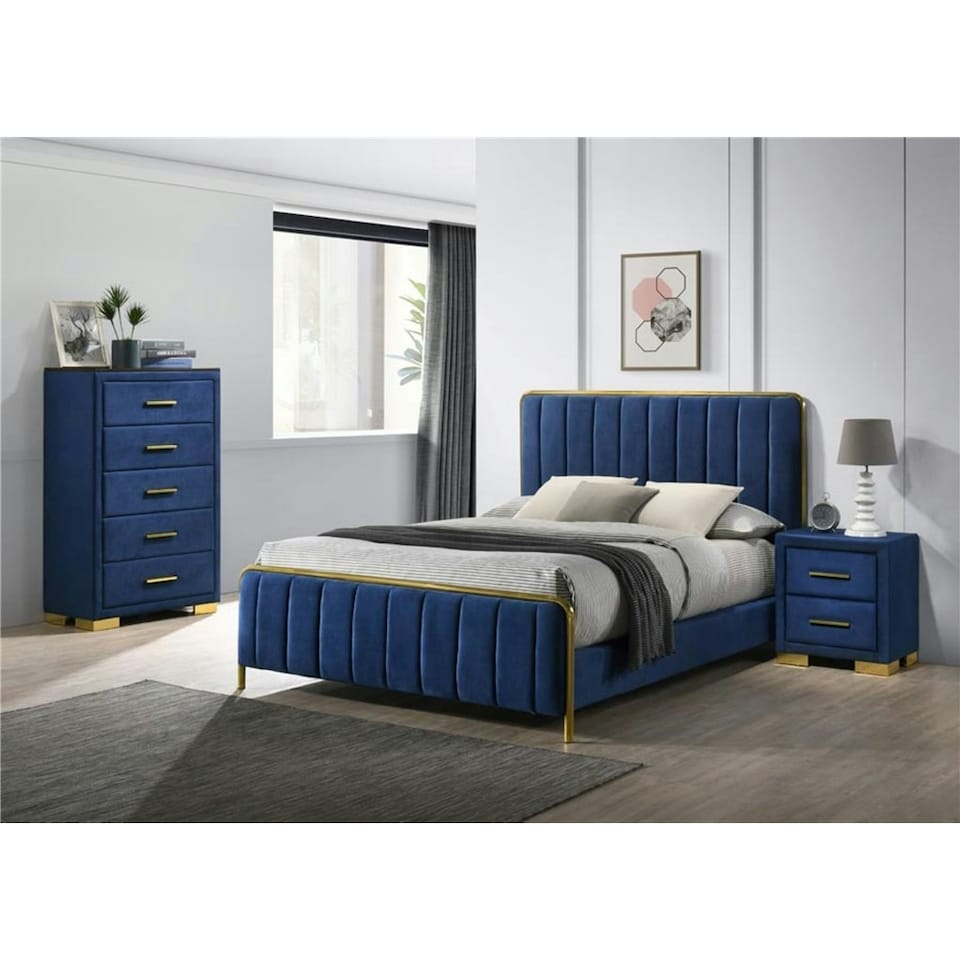 Blue Fabric Bed Frame - King Size 5ft (166cm)