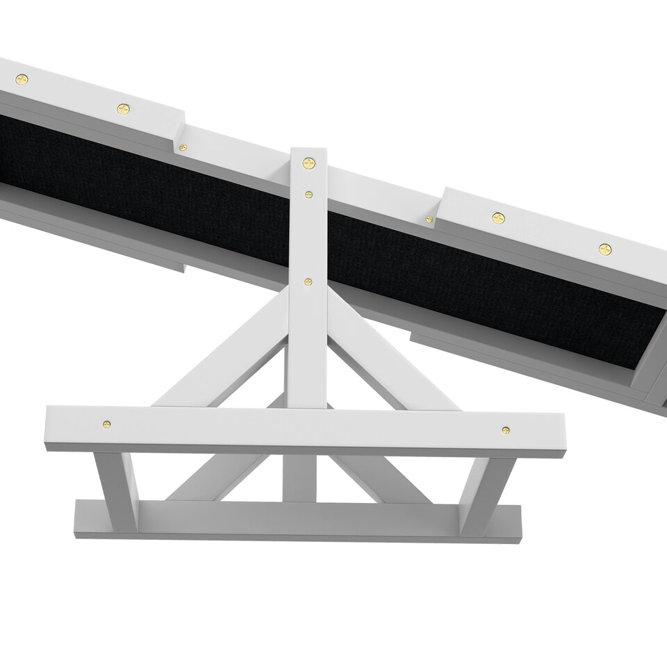 image 1 of PawHut Wooden Pet Seesaw for Big Dogs with Anti-Slip Surface, White