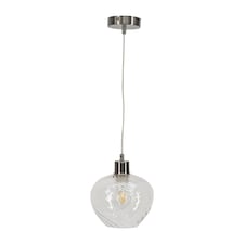 Bradson - Clear Swirl Glass with Satin Nickel Pendant Fitting | Chrome | Clear | 1