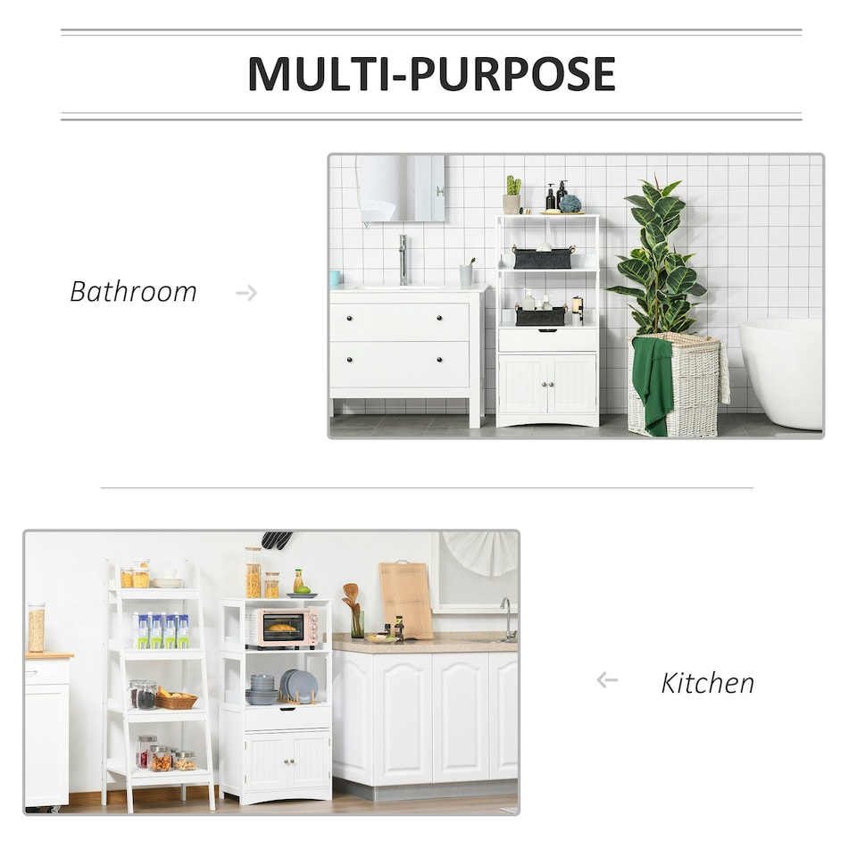 image 1 of kleankin Bathroom Floor Storage Cabinet Kitchen Sideboard Standing Unit W/ Doors