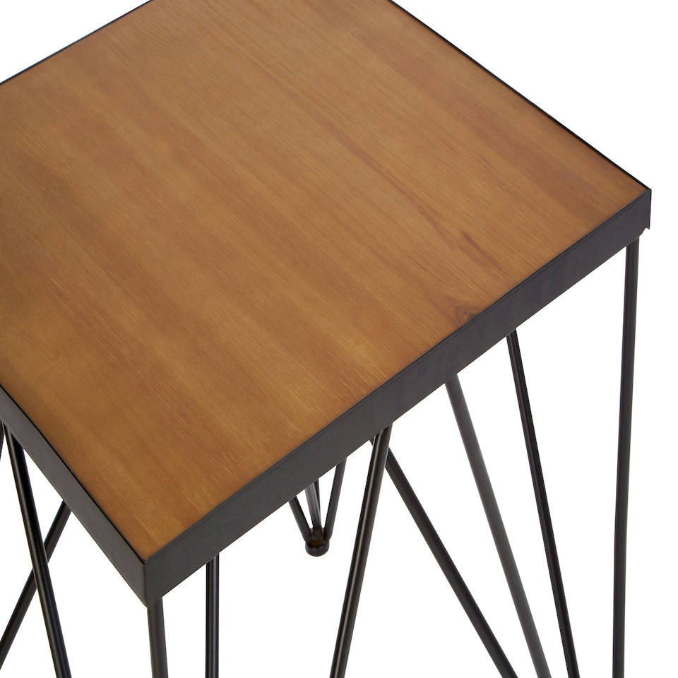 image 1 of Interiors by Premier Square Side Table, Wood Metal Side Table, Industrial Side Table, Wood Top Side Table, Black Iron Side Table