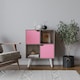 image 2 of Anthracite Oak 4-Cube Storage Unit with 2 Wooden Doors and Legs | Pink | Pink & White | 1