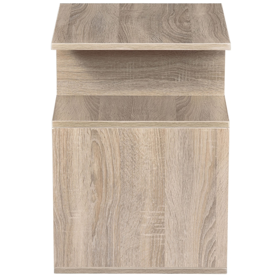 image 1 of HOMCOM Side Table, 3 Tier End Table with Open Storage Shelves for Living Room, Bedroom, Oak | Yellow