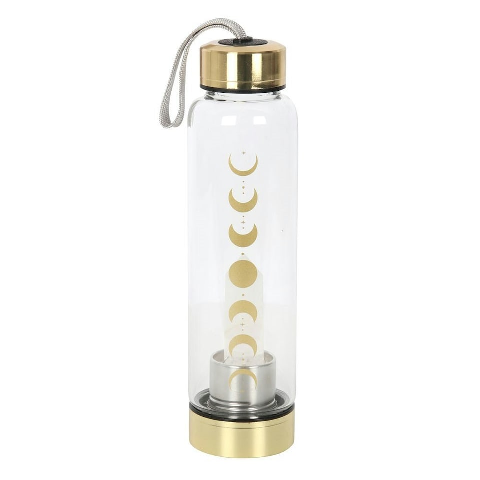 image 1 of Something Different Moon Phases Quartz Water Bottle - Clear/Gold - One Size