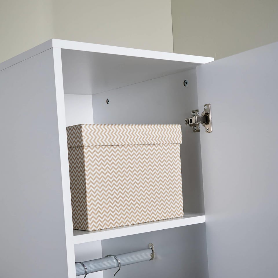 image 1 of Phoenix Wardrobe 1 Door Space Saving Bedroom Home Furniture Clothing Storage Unit | White