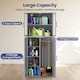 image 8 of COSTWAY Broom Closet Storage Cabinet Wooden Utility Grey