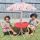 image 2 of Outsunny Kids Folding Picnic Table Chair Set Butterfly Pattern Outdoor Parasol
