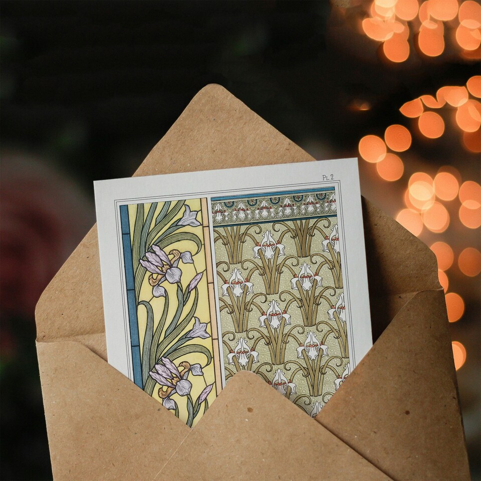 image 1 of Maurice Pillard Verneuil Art Card Iris Floral Patterns