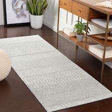 LIVABLISS Monaco-Geometric Rug 80 x 220 cm | Grey Ivory