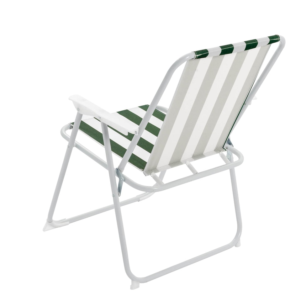 image 1 of Harbour Housewares Folding Metal Beach Chairs - Green Stripe - Pack of 2 | Green | Green