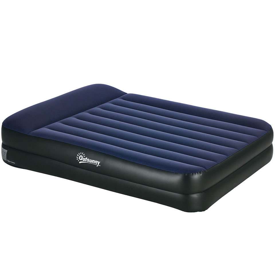 image 1 of Outsunny King Inflatable Mattress with Electric Pump and Integrated Pillow