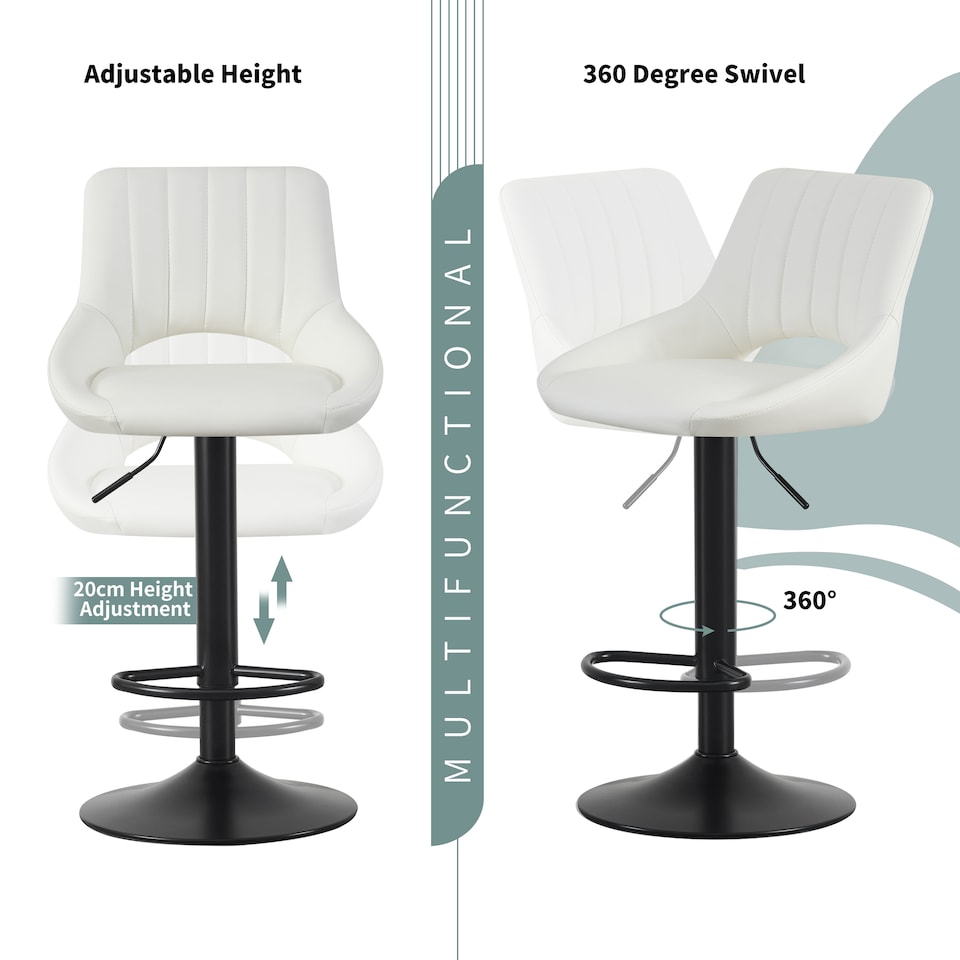 image 1 of MCC Direct Set of 2 Height Adjustable Bar Stool Kitchen Breakfast Chairs Stacey