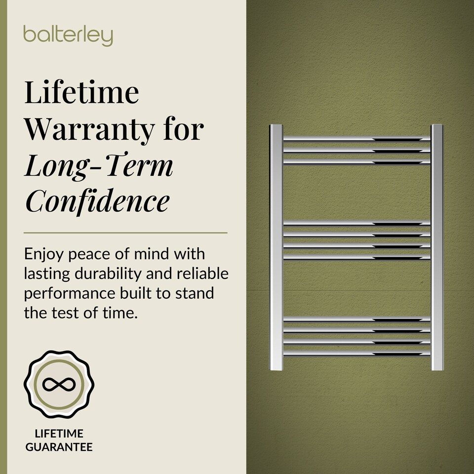 image 1 of Balterley Straight Heated Heated Towel Rail Radiator, 256W | Silver | Chrome