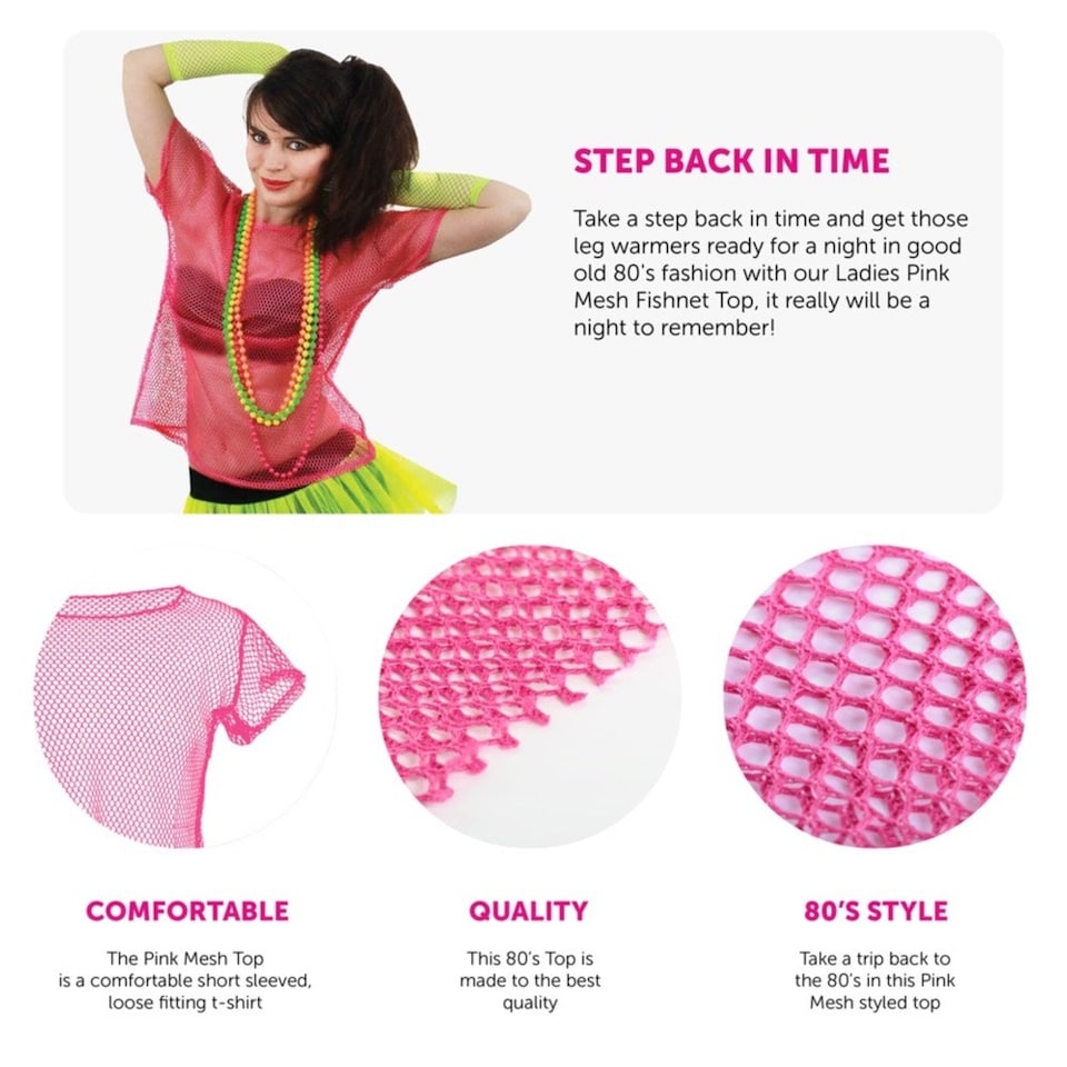 image 1 of Pink 80s Mesh top Pink | XL