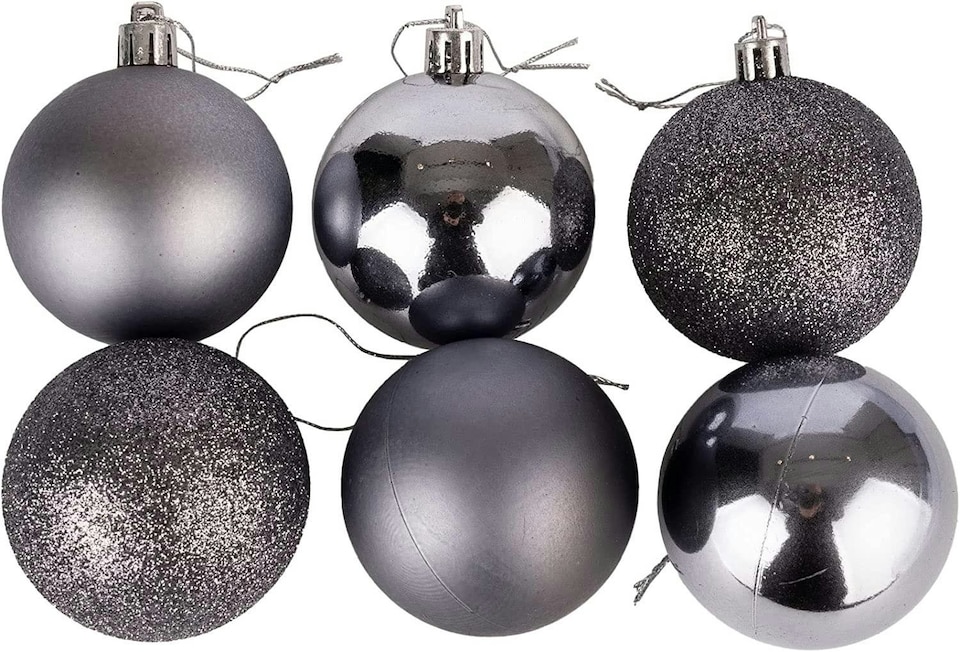 image 1 of 10cm/6Pcs Christmas Baubles Shatterproof Dark Grey,Tree Decorations