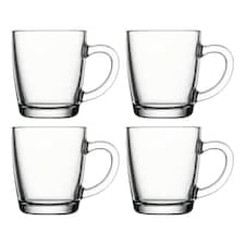 Pasabahce Coffee Glass Mugs Sleeve 340ml | Clear | 4
