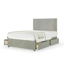 Seal Grey Naples Velvet 4 Drawer Divan Base and Valencia Headboard King Size
