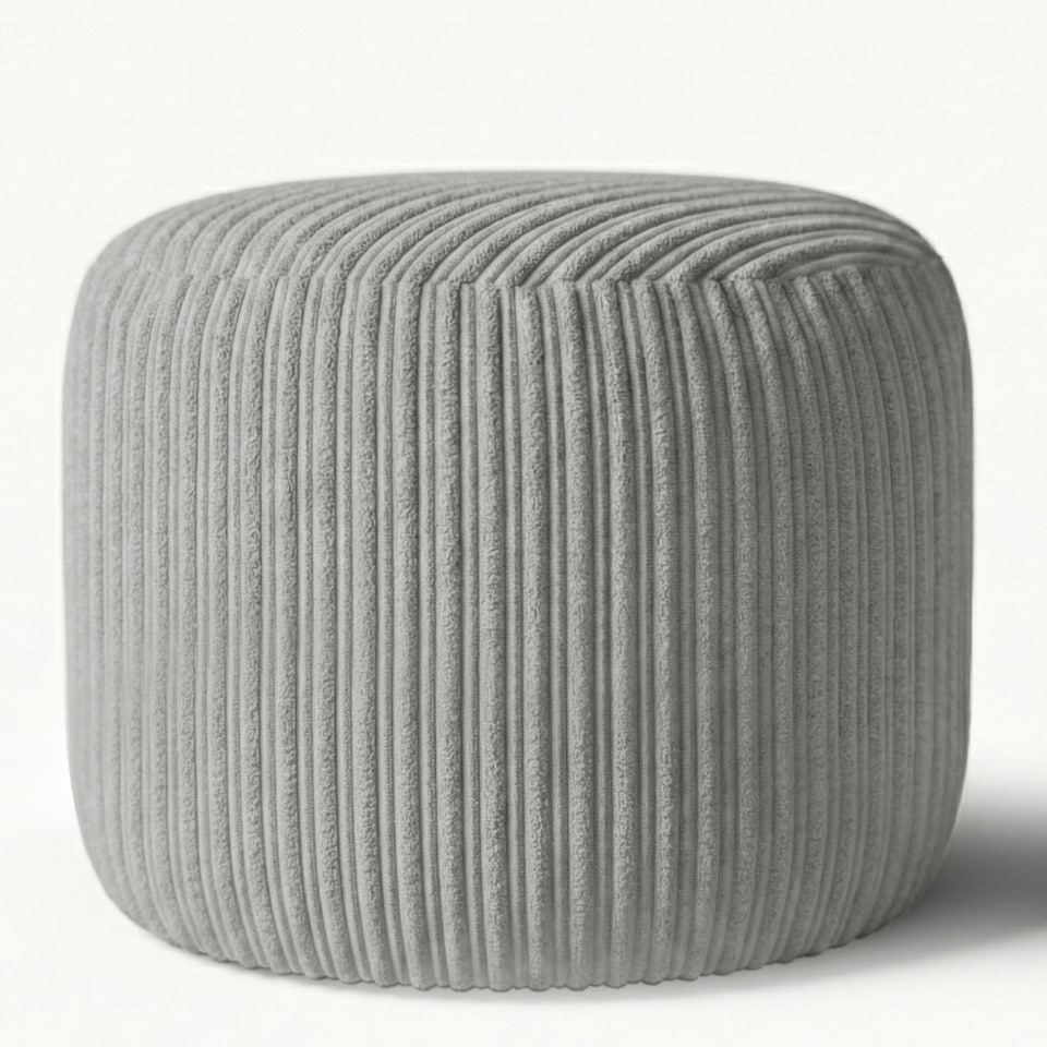 image 1 of Mink Jumbo Cord Footstool Oval Pouffe, Corduroy Ottoman Bean Bags 40cm x 35cm