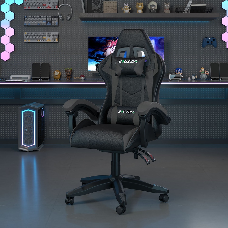 image 1 of Rattantree Reclining PU Leather Gaming Chair With Lumbar Support