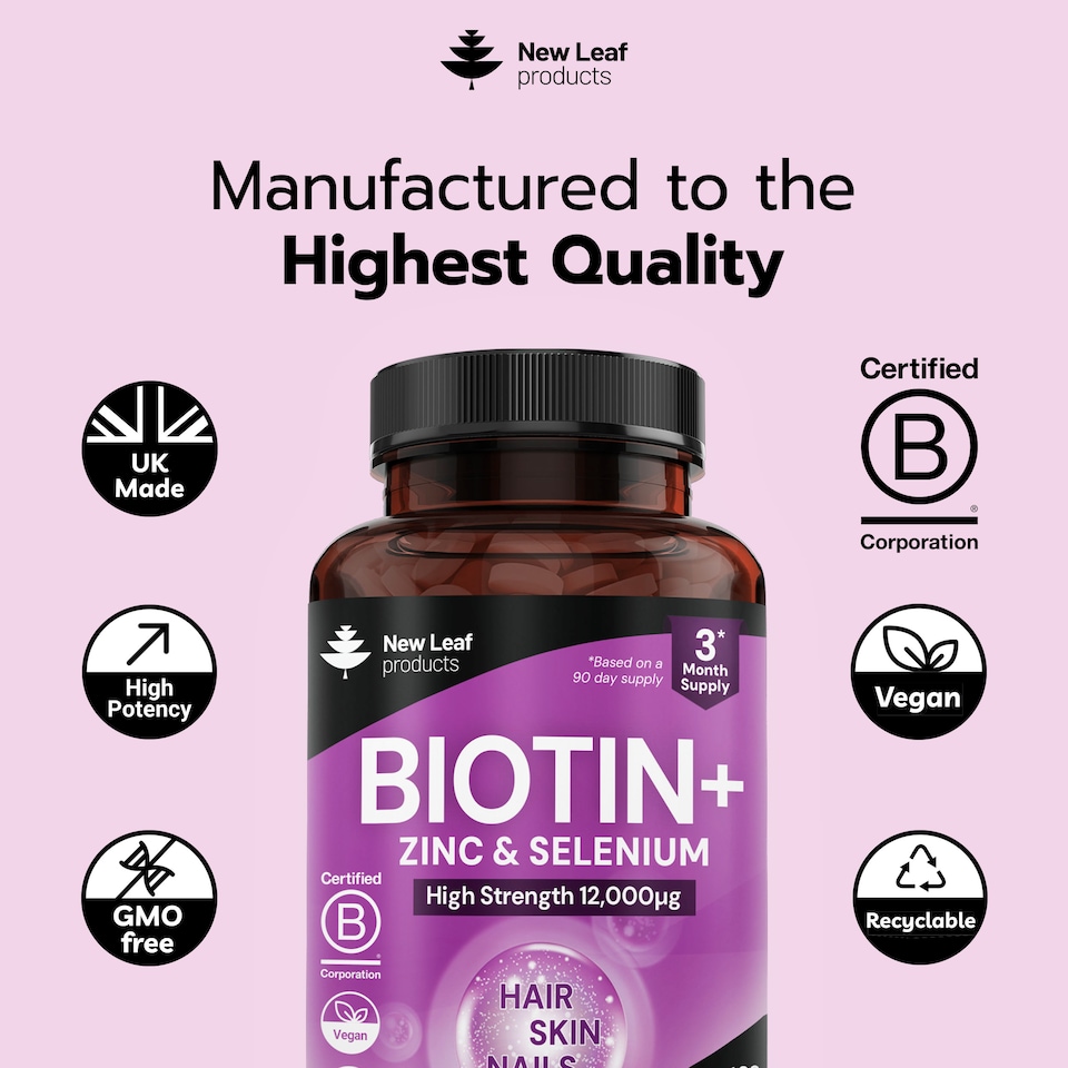 image 1 of Biotin Hair Growth Vitamins 12,000mcg, Enriched with Zinc 365 Tablets