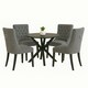 image 1 of Grey Set of Four Studded Velvet Dining Chair with Ring Knocker Detail Grey | Light Grey