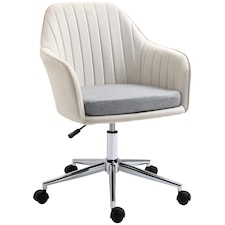 Vinsetto Home Office Chair Comfortable Computer Desk Chair Swivel Task Chair with Golden Base, Vanity Chair for Teens Adults Bedroom, Beige