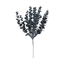 Navy Blue Glitter Eucalyptus Bush Christmas Bouquet Decoration 35cm