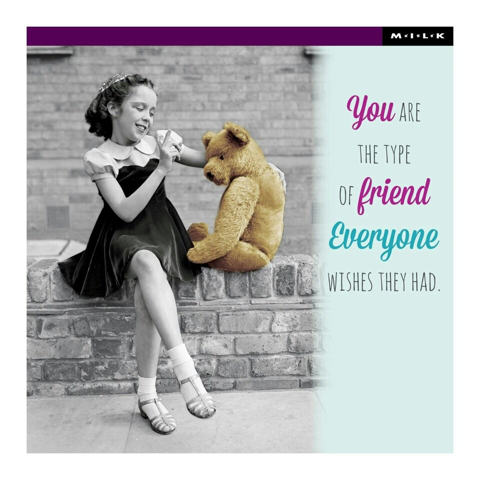 M.I.L.K Greetings Card Girl With Teddy